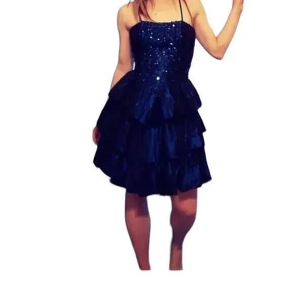 Jessica McClintock for Gunne Sax Women's Sequin Beaded Mini Dress Size 8 - Picture 1 of 8